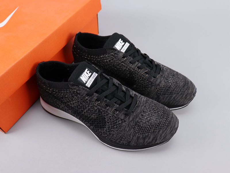 Women Nike Flyknit Racer Black White Shoes - Click Image to Close